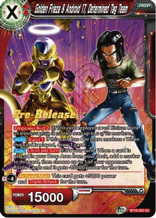 Golden Frieza & Android 17, Determined Tag Team - Realm of the Gods Pre-Release Cards - Uncommon - BT16-003
