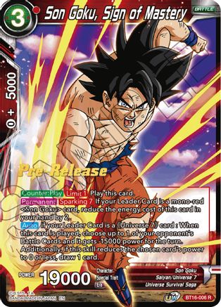 Son Goku, Sign of Mastery - Realm of the Gods Pre-Release Cards - Rare - BT16-006