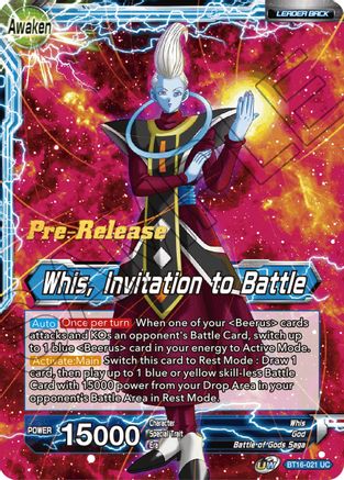 Whis // Whis, Invitation to Battle - Realm of the Gods Pre-Release Cards - Uncommon - BT16-021
