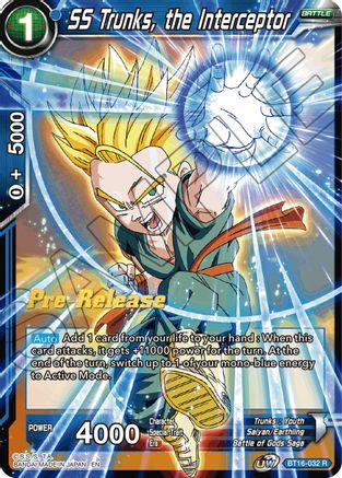 SS Trunks, the Interceptor - Realm of the Gods Pre-Release Cards - Rare - BT16-032