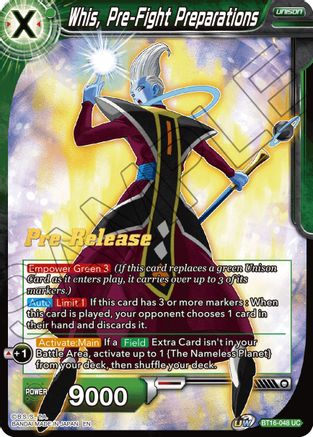 Whis, Pre-Fight Preparations - Realm of the Gods Pre-Release Cards - Uncommon - BT16-048