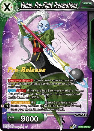 Vados, Pre-Fight Preparations - Realm of the Gods Pre-Release Cards - Uncommon - BT16-049