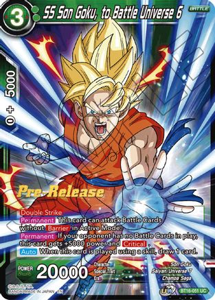 SS Son Goku, to Battle Universe 6 - Realm of the Gods Pre-Release Cards - Uncommon - BT16-051