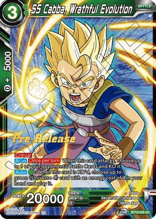 SS Cabba, Wrathful Evolution - Realm of the Gods Pre-Release Cards - Uncommon - BT16-059