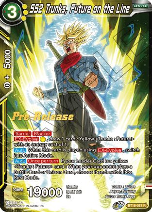 SS2 Trunks, Future on the Line - Realm of the Gods Pre-Release Cards - Rare - BT16-081