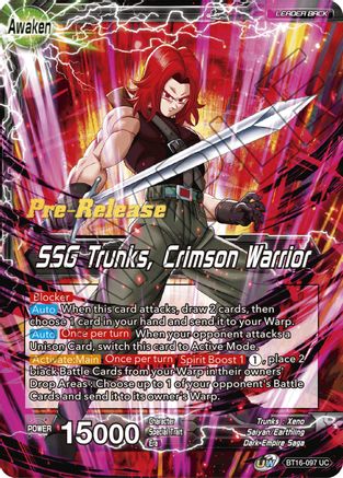 Trunks // SSG Trunks, Crimson Warrior - Realm of the Gods Pre-Release Cards - Uncommon - BT16-097