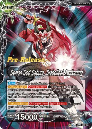 Dabura // Demon God Dabura, Diabolical Awakening - Realm of the Gods Pre-Release Cards - Uncommon - BT16-098