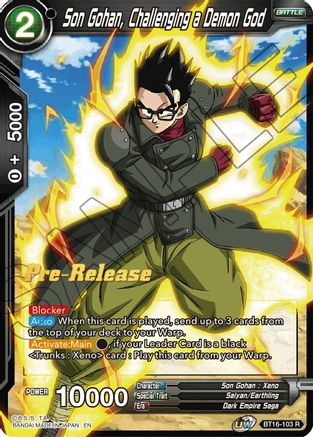 Son Gohan, Challenging a Demon God - Realm of the Gods Pre-Release Cards - Rare - BT16-103