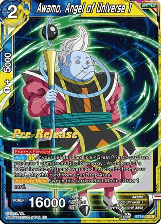 Awamo, Angel of Universe 1 - Realm of the Gods Pre-Release Cards - Rare - BT16-132