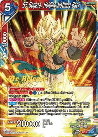 SS Gogeta, Holding Nothing Back - Realm of the Gods Pre-Release Cards - Uncommon - BT16-142