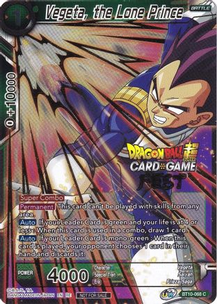 Vegeta, the Lone Prince (Card Game Fest 2022) - Tournament Promotion Cards - Promo - BT10-068