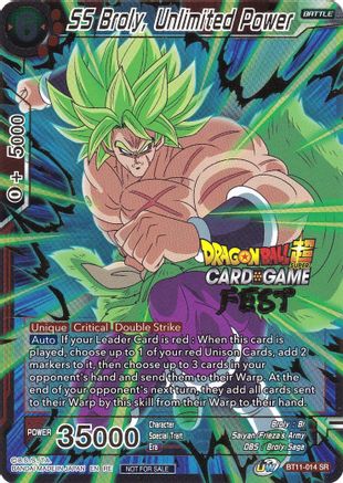 SS Broly, Unlimited Power (Card Game Fest 2022) - Tournament Promotion Cards - Promo - BT11-014