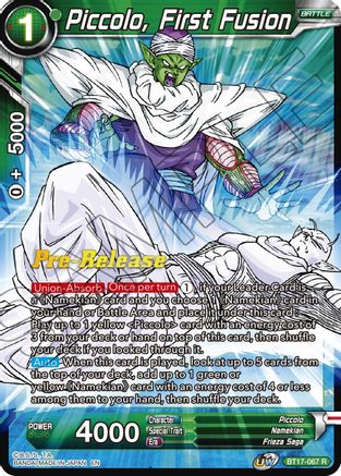 Piccolo, First Fusion - Ultimate Squad Pre-Release Cards - Rare - BT17-067