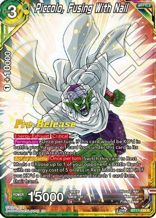 Piccolo, Fusing With Nail - Ultimate Squad Pre-Release Cards - Rare - BT17-139