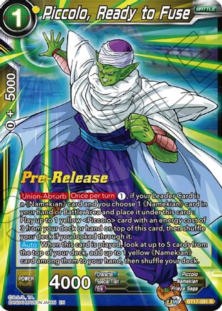 Piccolo, Ready to Fuse - Ultimate Squad Pre-Release Cards - Rare - BT17-091