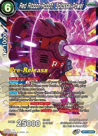 Red Ribbon Robot, Colossal Power - Ultimate Squad Pre-Release Cards - Rare - BT17-038
