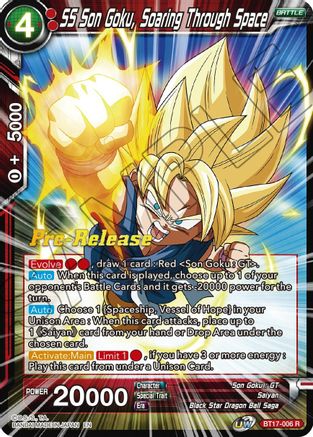 SS Son Goku, Soaring Through Space - Ultimate Squad Pre-Release Cards - Rare - BT17-006