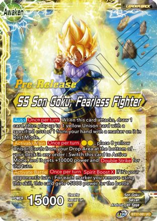 Son Goku // SS Son Goku, Fearless Fighter - Ultimate Squad Pre-Release Cards - Uncommon - BT17-081