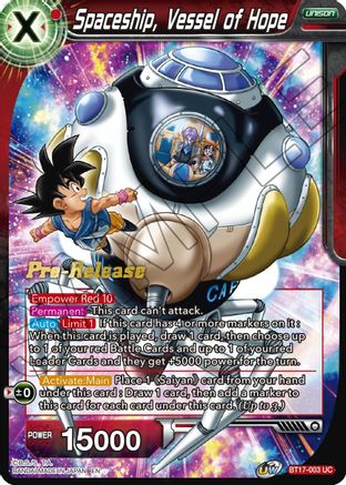 Spaceship, Vessel of Hope - Ultimate Squad Pre-Release Cards - Uncommon - BT17-003