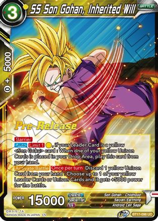 SS Son Gohan, Inherited Will - Ultimate Squad Pre-Release Cards - Uncommon - BT17-096