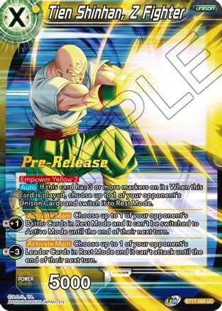 Tien Shinhan, Z Fighter - Ultimate Squad Pre-Release Cards - Uncommon - BT17-088
