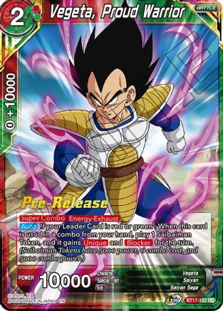 Vegeta, Proud Warrior - Ultimate Squad Pre-Release Cards - Uncommon - BT17-132