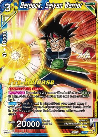 Bardock, Saiyan Warrior - Dawn of the Z-Legends Pre-Release Cards - Rare - BT18-146