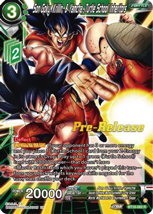 Son Goku, Krillin, & Yamcha, Turtle School Inheritors - Dawn of the Z-Legends Pre-Release Cards - Rare - BT18-062