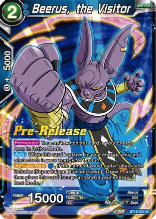 Beerus, the Visitor - Dawn of the Z-Legends Pre-Release Cards - Uncommon - BT18-052