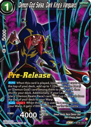 Demon God Salsa, Dark King's Vanguard - Dawn of the Z-Legends Pre-Release Cards - Uncommon - BT18-135
