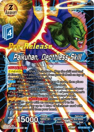 Paikuhan, Depthless Skill - Dawn of the Z-Legends Pre-Release Cards - Uncommon - BT18-032