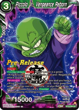 Piccolo Jr., Vengeance Reborn - Dawn of the Z-Legends Pre-Release Cards - Uncommon - BT18-084