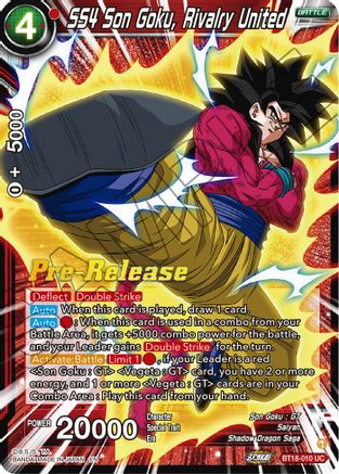 SS4 Son Goku, Rivalry United - Dawn of the Z-Legends Pre-Release Cards - Uncommon - BT18-010