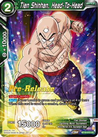 Tien Shinhan, Head-To-Head - Dawn of the Z-Legends Pre-Release Cards - Uncommon - BT18-073