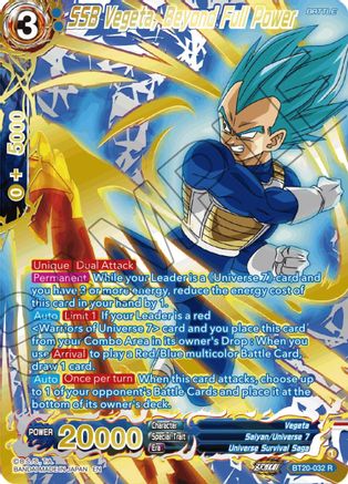 SSB Vegeta, Beyond Full Power (Gold-Stamped) - Power Absorbed - Rare - BT20-032