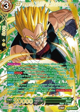 SS Vegeta, Spirit of Resistance (Gold-Stamped) - Power Absorbed - Rare - BT20-068