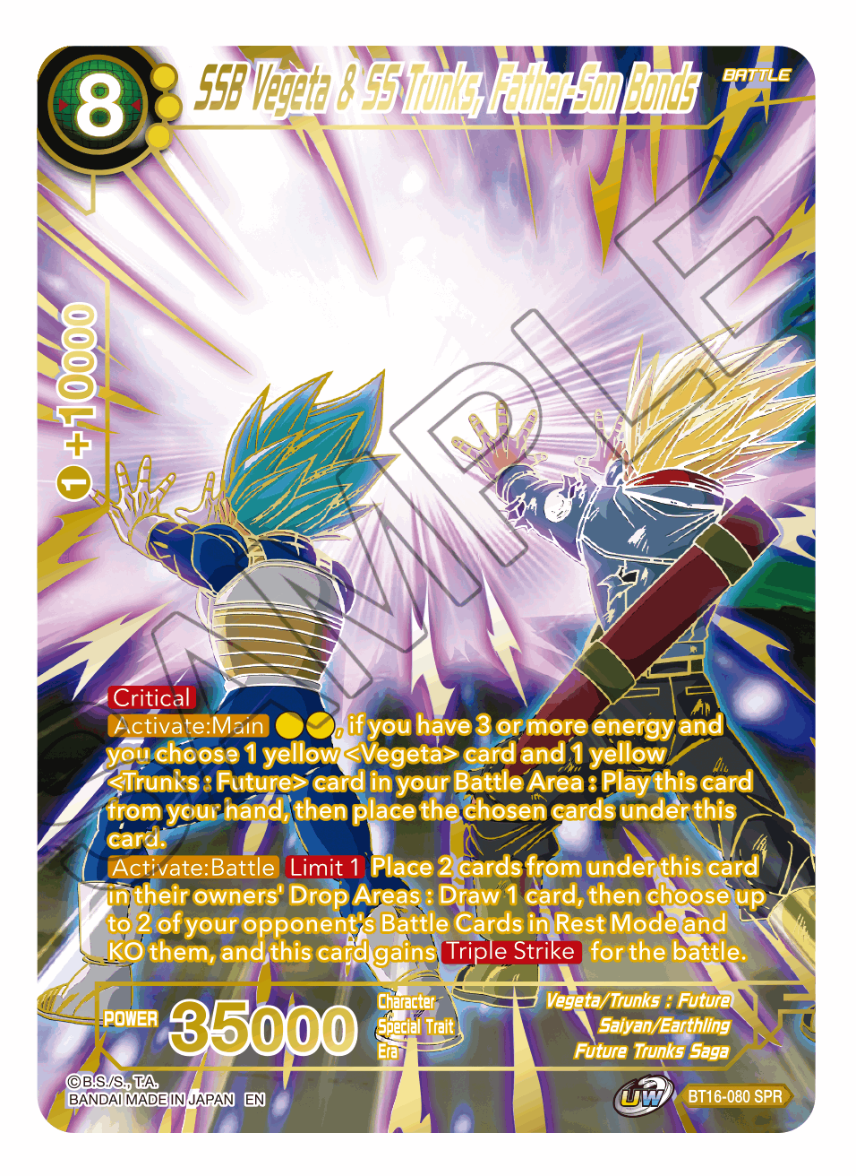 SSB Vegeta & SS Trunks, Father-Son Bonds (SPR) - Realm of the Gods - Special Rare - BT16-080