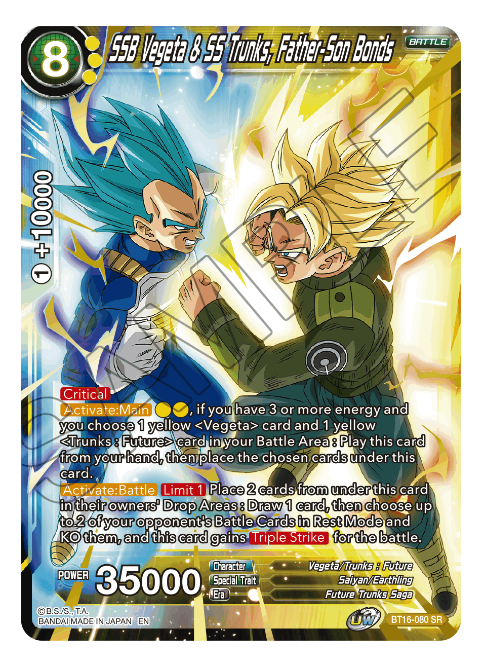 SSB Vegeta & SS Trunks, Father-Son Bonds - Realm of the Gods - Super Rare - BT16-080