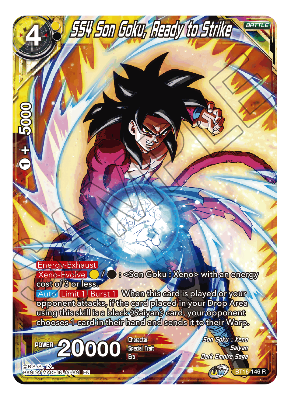 SS4 Son Goku, Ready to Strike - Realm of the Gods - Rare - BT16-146