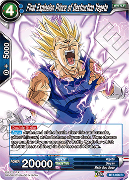 Final Explosion Prince of Destruction Vegeta - Cross Worlds - Rare - BT3-036