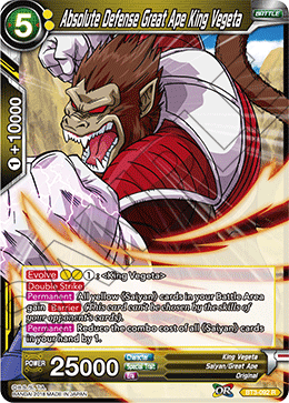 Absolute Defense Great Ape King Vegeta - Cross Worlds - Rare - BT3-092