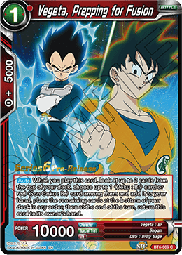 Vegeta, Prepping for Fusion - Destroyer Kings Pre-Release Cards - Common - BT6-009_PR