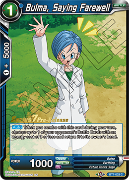 Bulma, Saying Farewell - Assault of the Saiyans Pre-Release Cards - Promo - BT7-033_PR