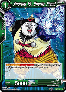 Android 19, Energy Fiend - Universal Onslaught Pre-Release Cards - Common - BT9-041