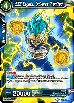 SSB Vegeta, Universe 7 United - Draft Box 04 - Dragon Brawl - Rare - DB1-024