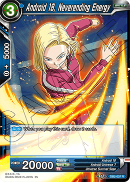 Android 18, Neverending Energy - Draft Box 05 - Divine Multiverse - Rare - DB2-037