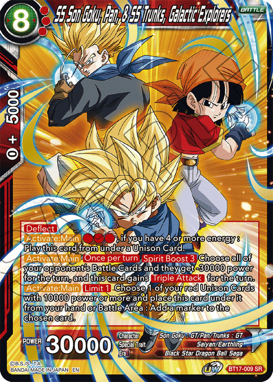 SS Son Goku, Pan, & SS Trunks, Galactic Explorers - Ultimate Squad - Super Rare - BT17-009