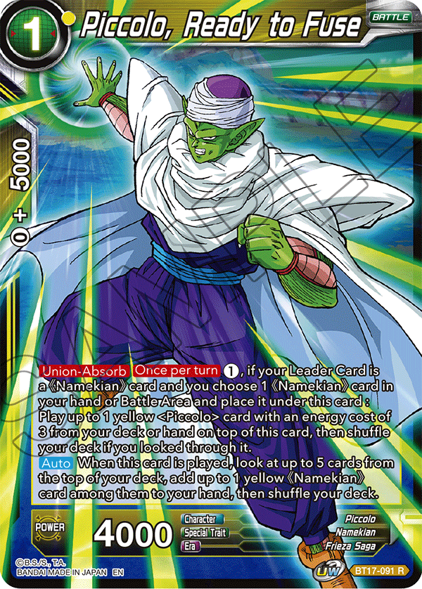Piccolo, Ready to Fuse - Ultimate Squad - Rare - BT17-091