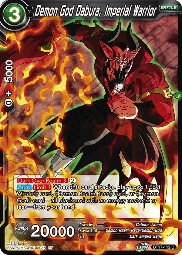 Demon God Dabura, Imperial Warrior - Ultimate Squad - Common - BT17-112