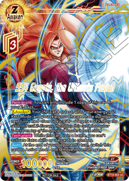 SS4 Gogeta, the Ultimate Fusion (Zenkai Cup 2022 Champion) - Tournament Promotion Cards - Promo - BT18-003